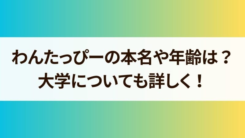 わんたっぴー　本名　年齢　大学