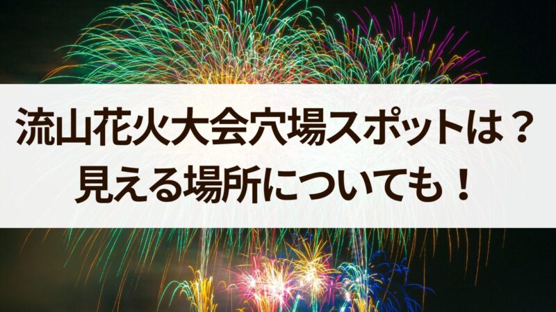 流山花火大会　2024穴場　　スポット