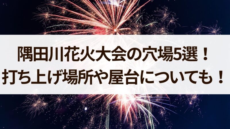 隅田川花火大会　穴場